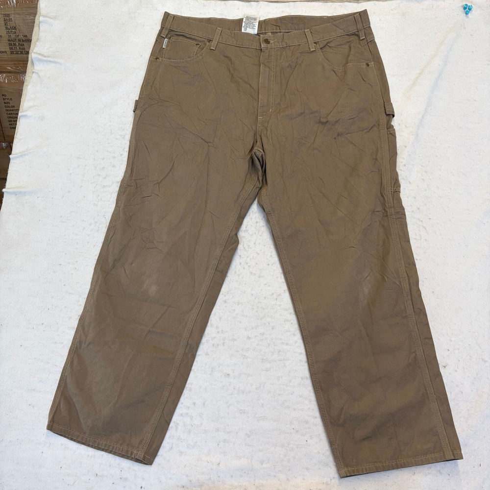 Carhartt Loose Fit Carpenter Pants 42x30 Brown Canvas Work Dungaree B159 MUS